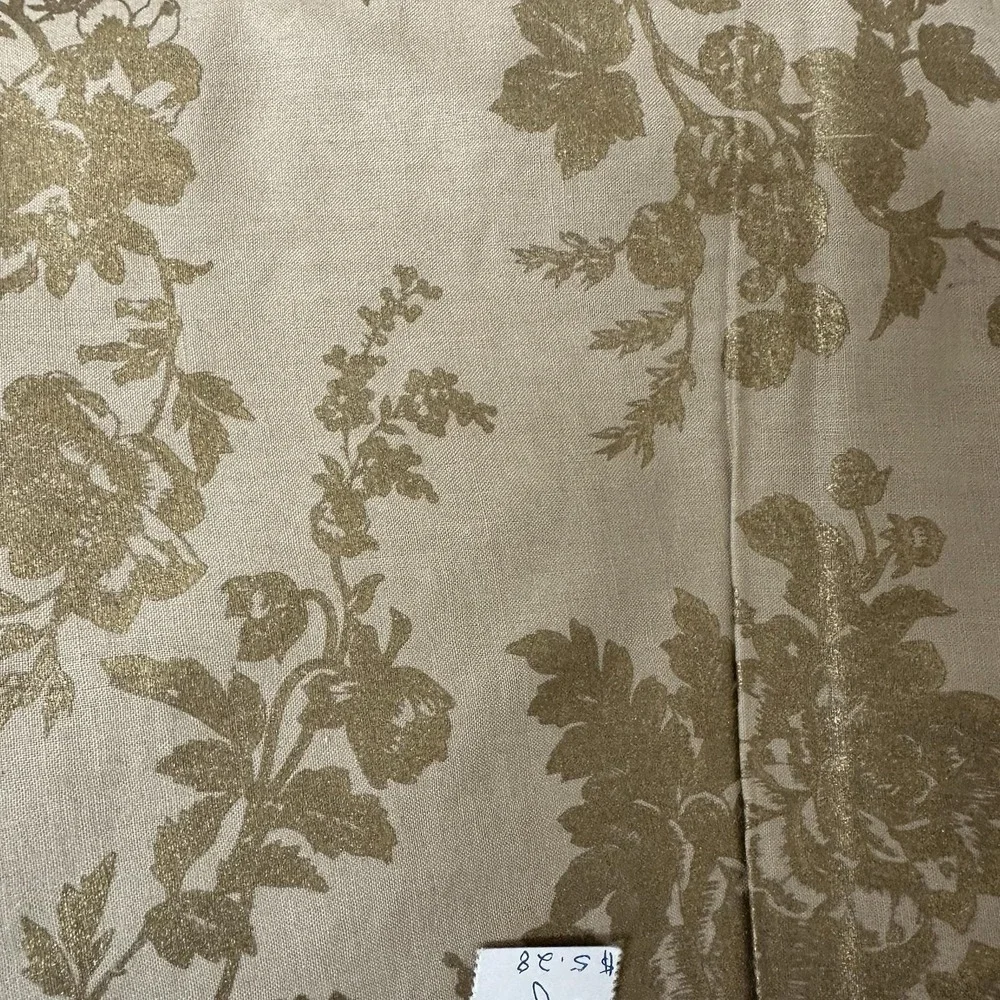Vtg MCM Retro Gold Metallic Floral Rose Craft Upholstery Fabric 6 Yards NEW